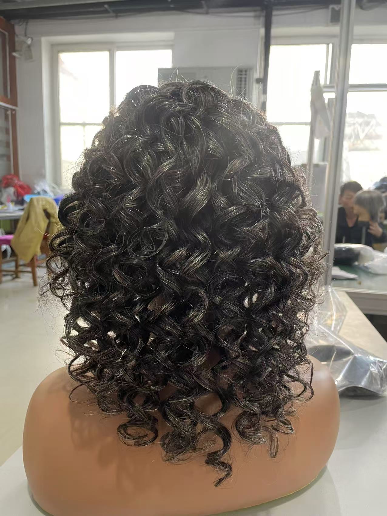 Gray lace frontal wigs human hair medium langth curly hd lace 13x4x1 T part grey wigs brazilian hair salt and pepper black white mixed