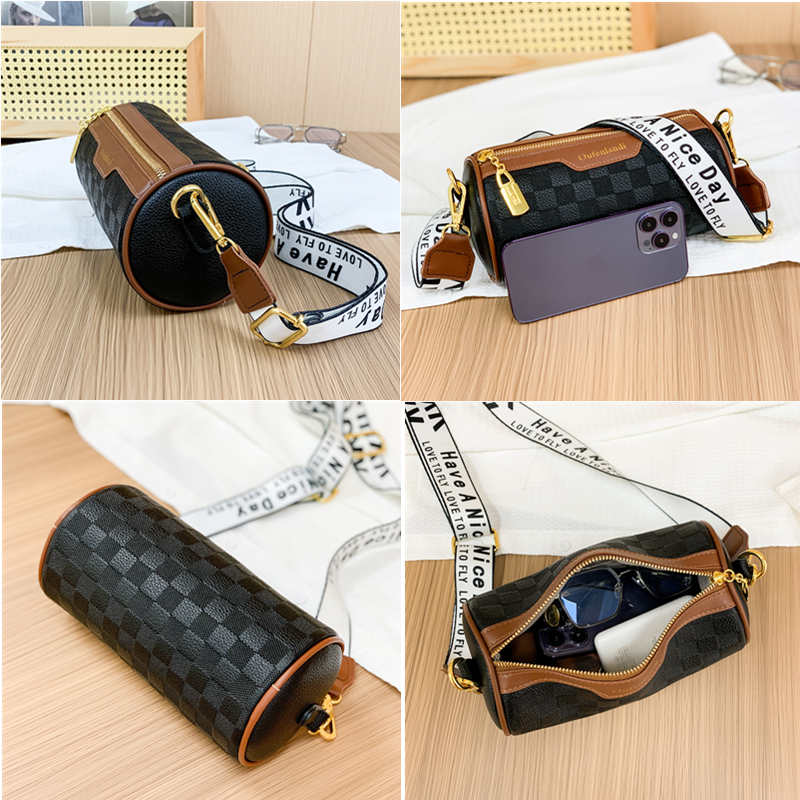 High Quality Leather Shoulder Messenger Bag For Women Fashion Cylinder Bag Luxury Female Handbag Ladies Crossbody Sac Purse New