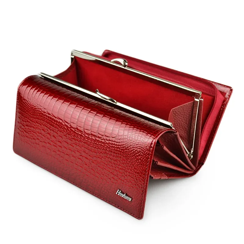HH Genuine Leather Women's Wallet Alligator Long Hasp Zipper Wallet Ladies Clutch Money Bag New Female Luxury Coin Purses
