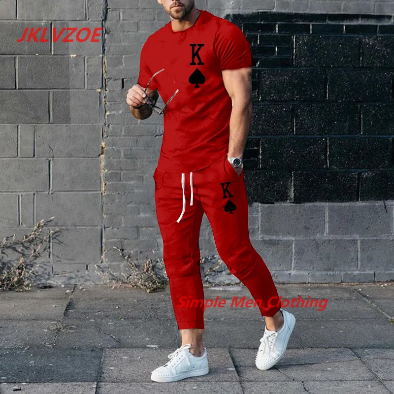 Summer Mens Trousers Tracksuit 3D Printed Jogger Sportswear Short Sleeve T ShirtLong Pants Casual Street Clothes2 Piece Set 240407