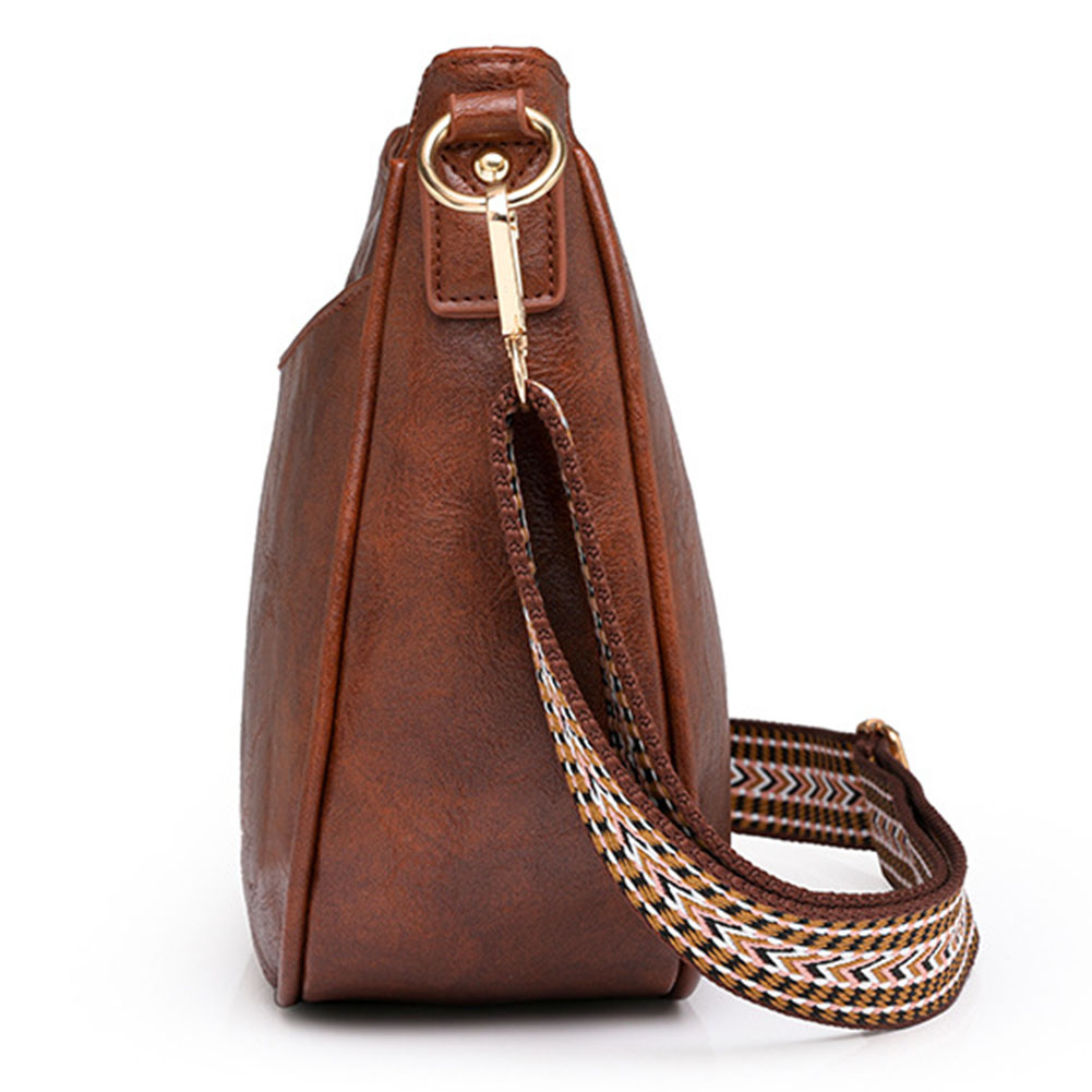 Vintage Trendy Crossbody Bag PU Leather Shoulder Purse with Guitar Strap Satchel Purse Underarm Bag for Women and Girls