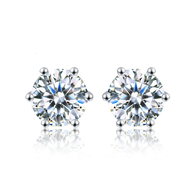 DW 05ct2ct D Color Certified Stud Earrings Lab Created Diamond 925 Sterling Silver Gold Plated Wedding Jewelry 241106