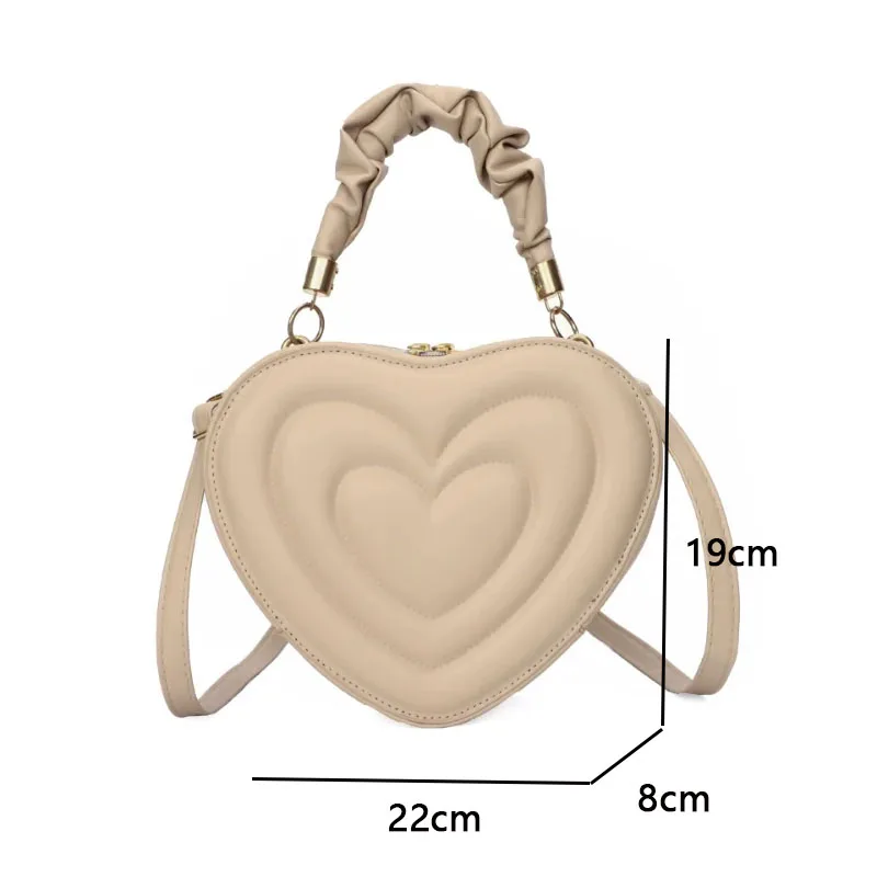 Summer 2023 Fashion Heart-shaped Lovely Shoulder Bags for Women PU Leather Female Crossbody Bags Vintage Casual Hand Bags