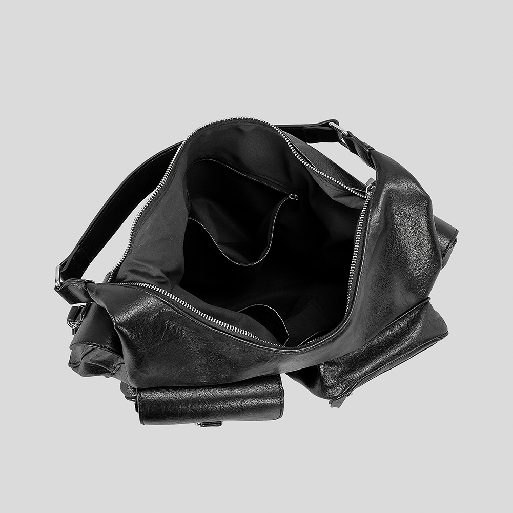 Women Trendy Handbag Large Capacity PU Vintage Underarm Bag Casual Clutch Handbag Solid Color Multi-pockets for Outdoor Travel