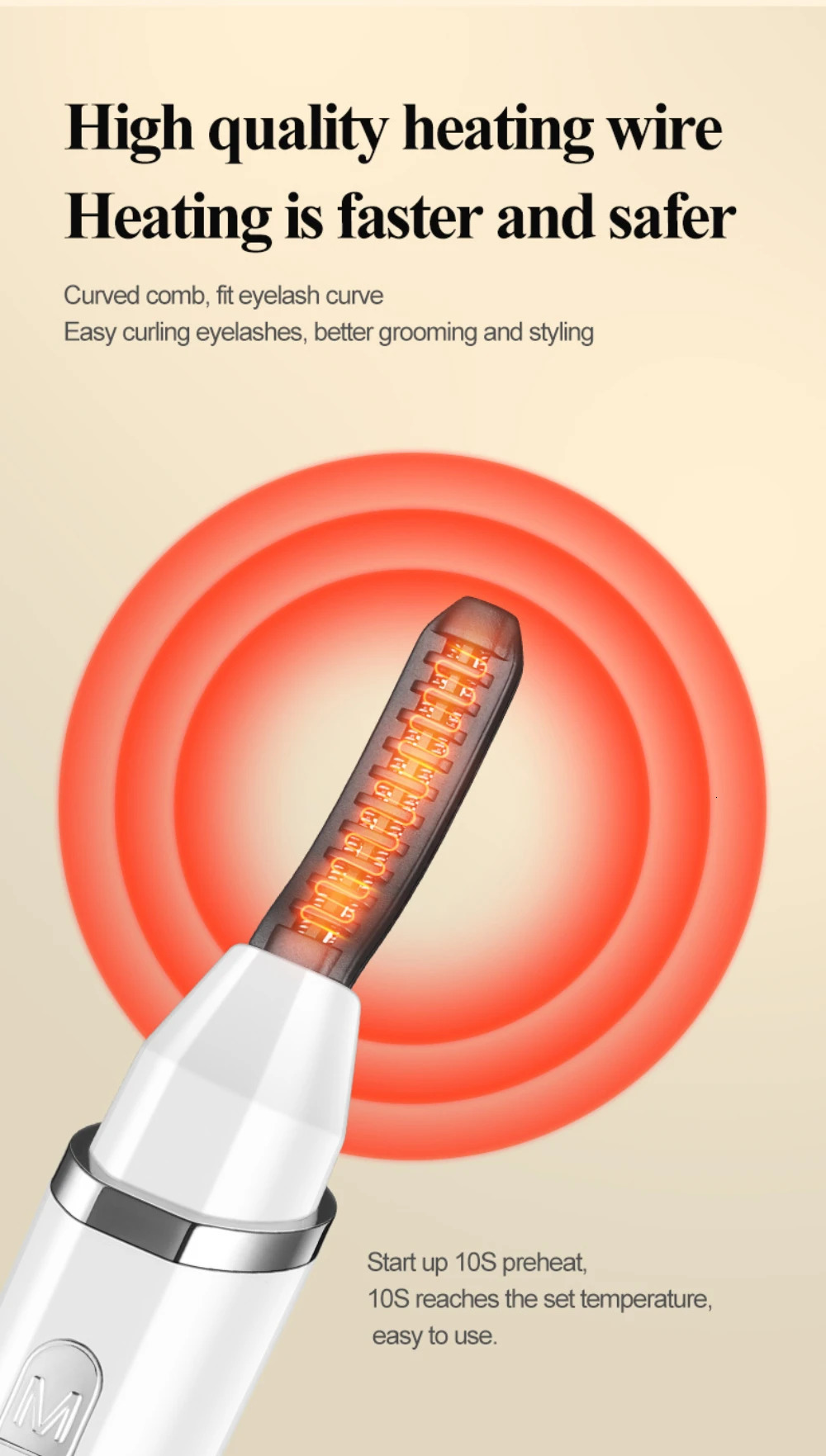 eyelash curler electric eyelash curler USB charging eyelash curler 3 temperature settings fast and natural curling 241107