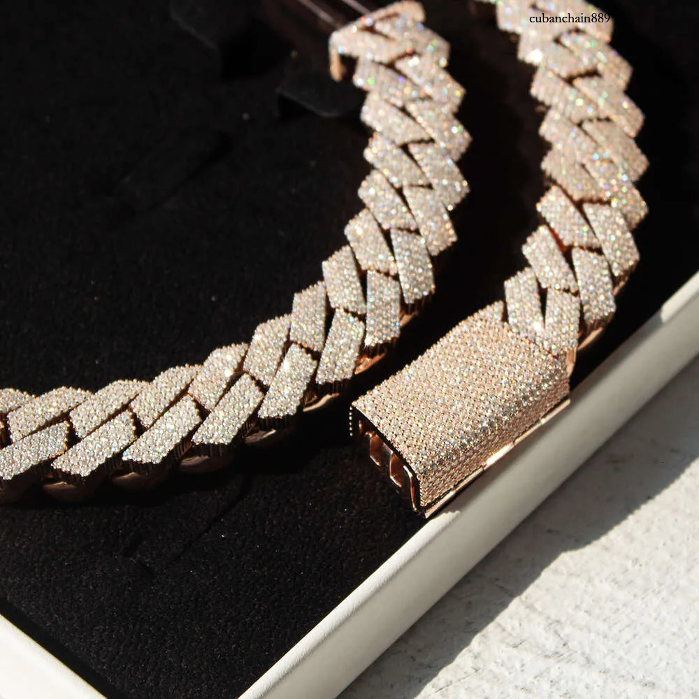 VVS Quality Moissanite Studded Cubain Link Necklace for Men - Designer Jewelry