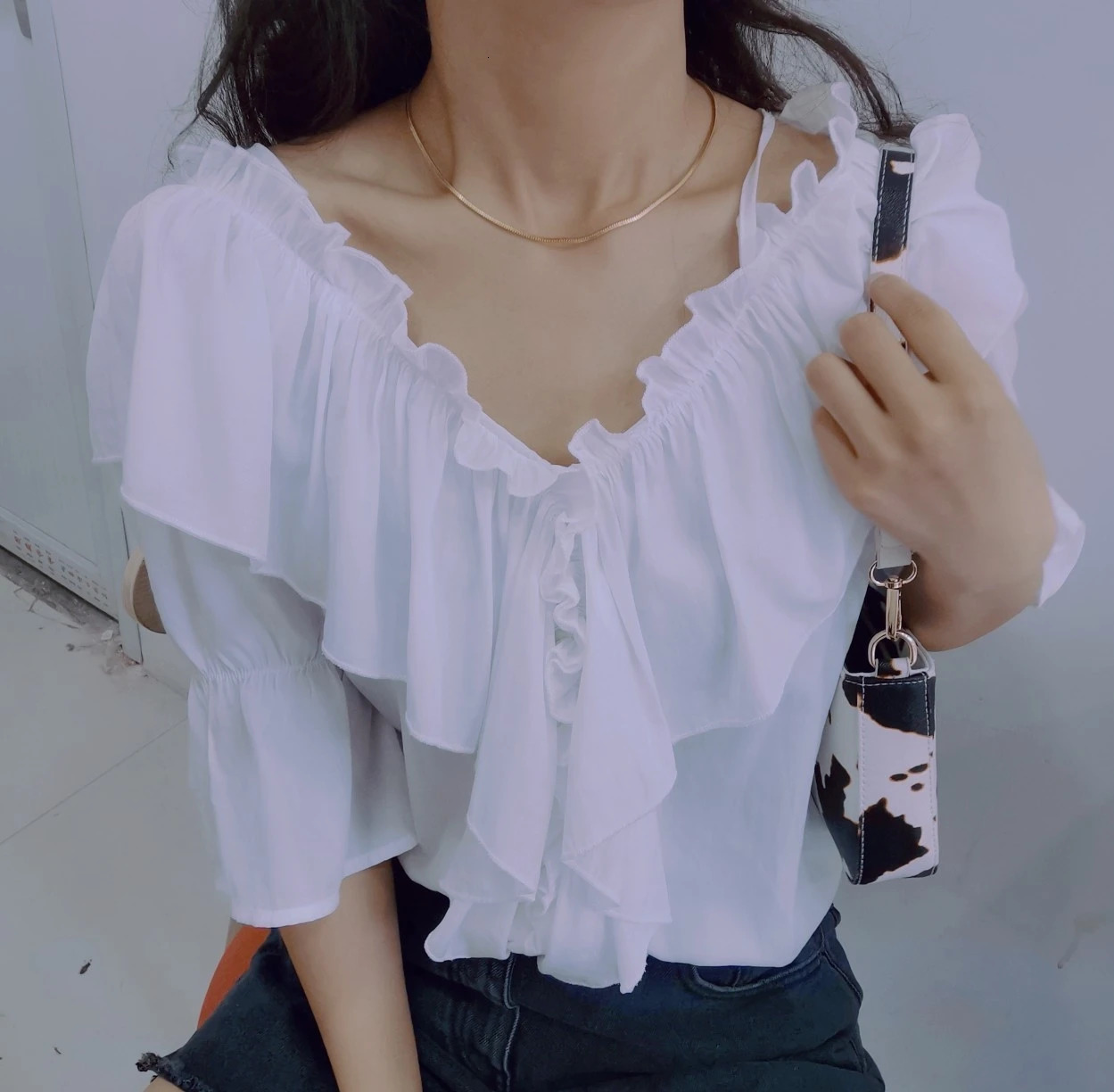 Brass soft snake chain necklace punk hip-hop runway rare simple dress bohemian top 241107