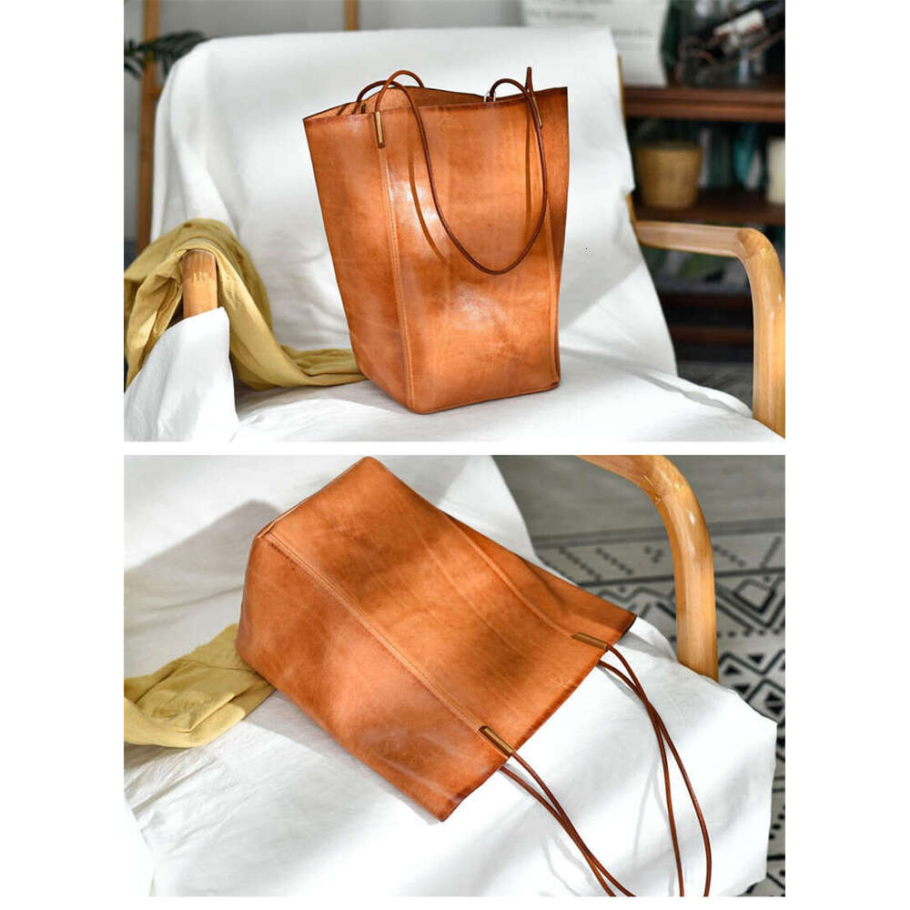 OLOEY Vintage Organizer Genuine Leather Ladies Design Tote Fashion Casual Natural Real Cowhide Women Shoulder Shopping Bag