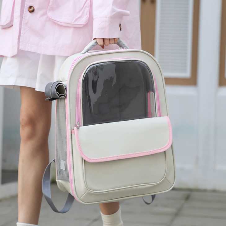 Cat bag large capacity breathable travel pet backpack portable side opening large space pet bag 241115