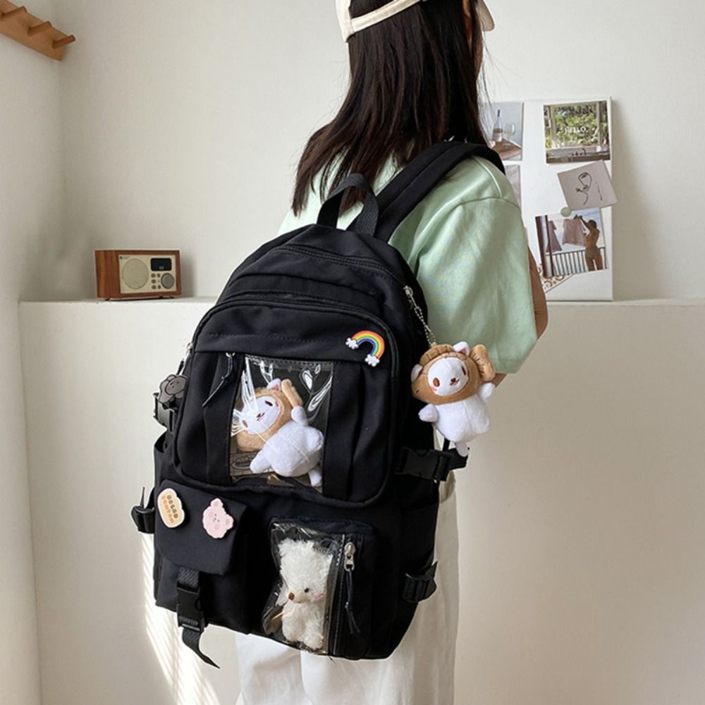 Girls Boys Travel Backbag College Bag Teenage Nylon Book Bag Large Capacity College Backpack Fashion Students School Bag