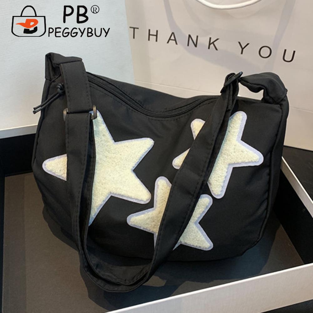 Women Canvas Messenger Shoulder Bag Crossbody Sling Bag Y2k Hobo Bag Pentagram Zipper Satchel Tote Bag Student Book Bag