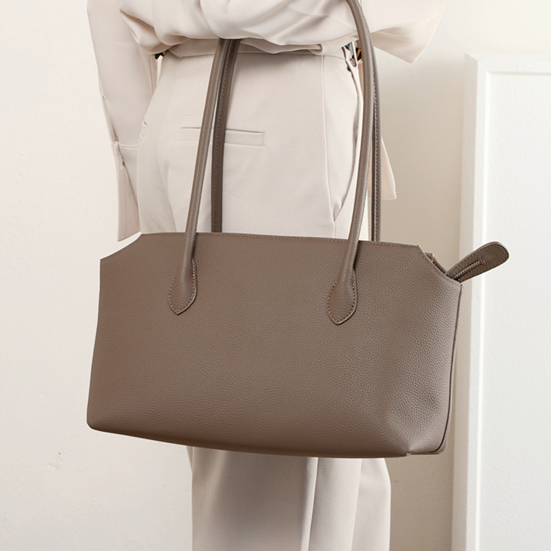 Toptrends Cow Genuine Leather Underarm Shoulder Bags For Women 2024 Trend Designer Simple Large Capacity Tote Ladies Handbags