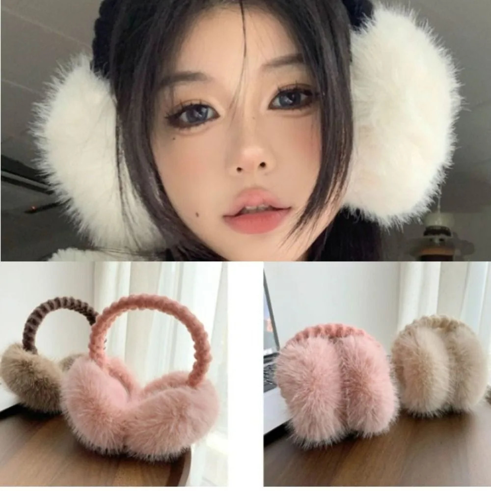 plush earmuffs with soft hairbands to warm the ears and provide cold protection to keep them warm for women 241107