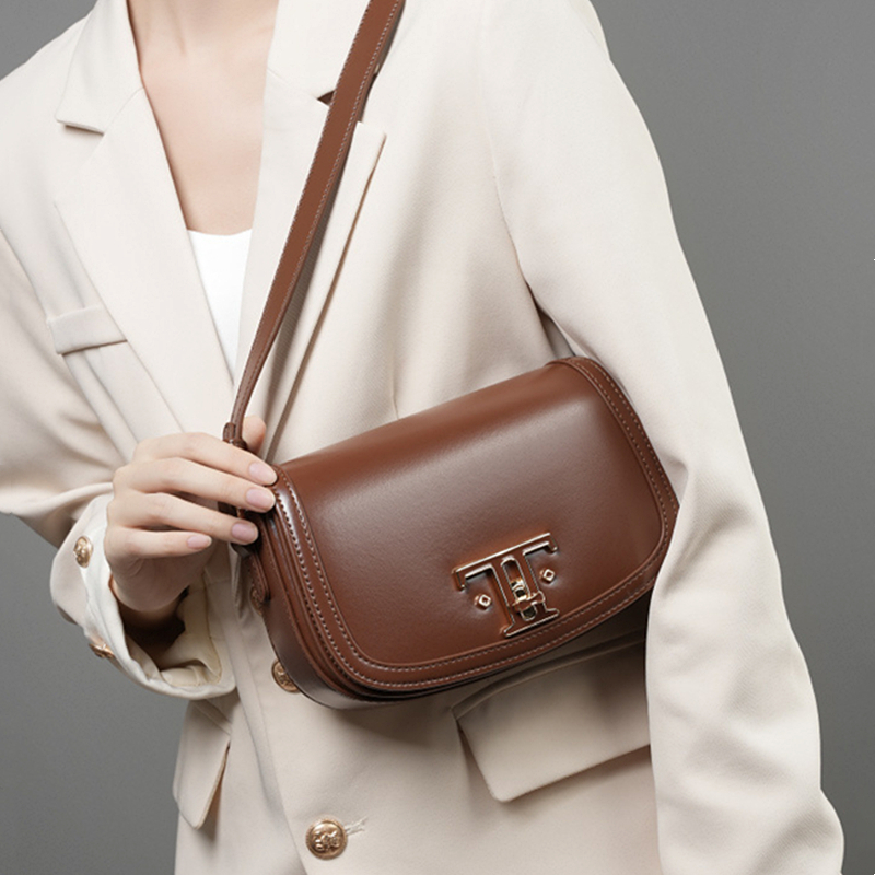 Hifashion Cowhide Genuine Leather Saddle Small Shoulder Crossbody Bags For Women 2024 Trend Designer Ladies Handbags And Purses