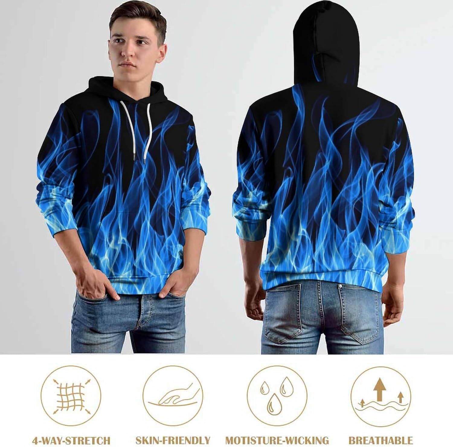 Hoodie for Mens Womens Pullover Hoodie 3D Novelty Graphic Hooded Sweatshirt Hoodies for Men Graphic Trendy blue pattern