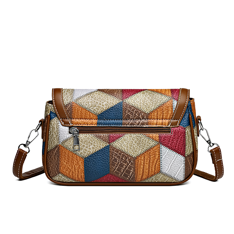 Ladies Messenger Bag New Solid Color Splicing New Trendy Wide Shoulder Strap Small Square Bag Retro Casual Simple Crossbody Bag