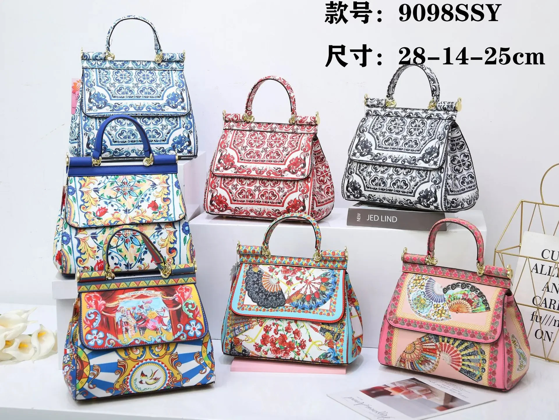Italian Print Travel Ral Texture Leather Designer Shopping Brand Bag Women's Handbag