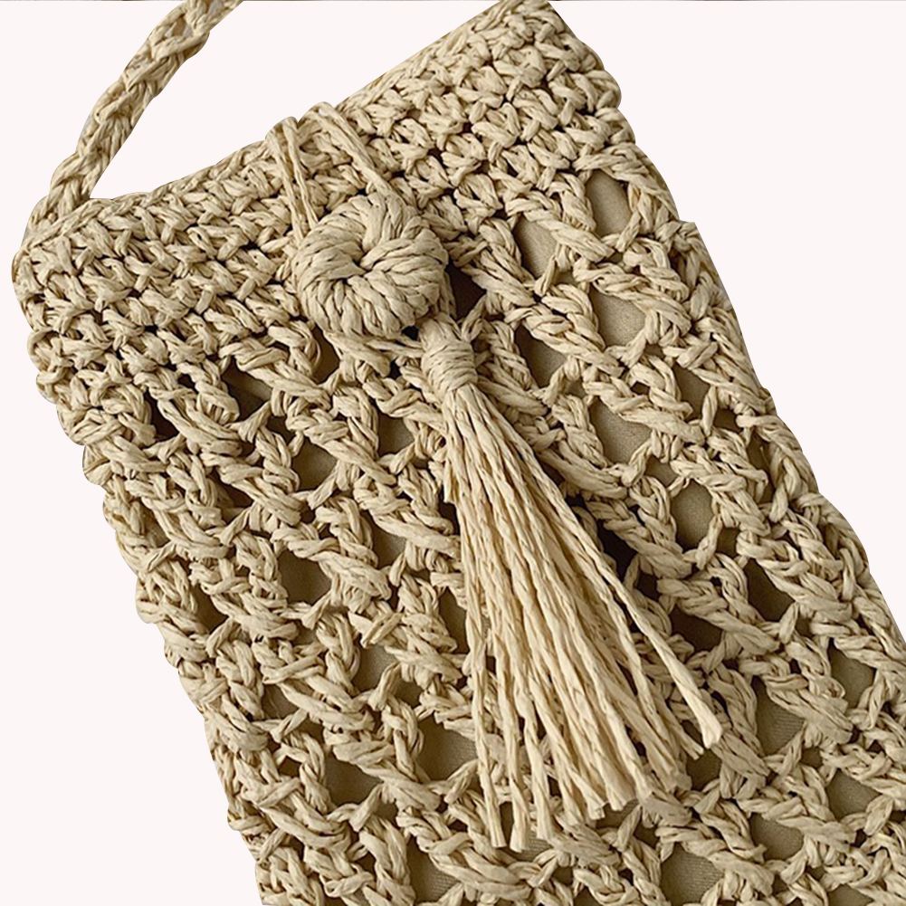 Vintage Straw Woven Crossbody Phone Bag Women Casual Travel Small Purse LadiesMini Single Shoulder Pouch 20x12cm
