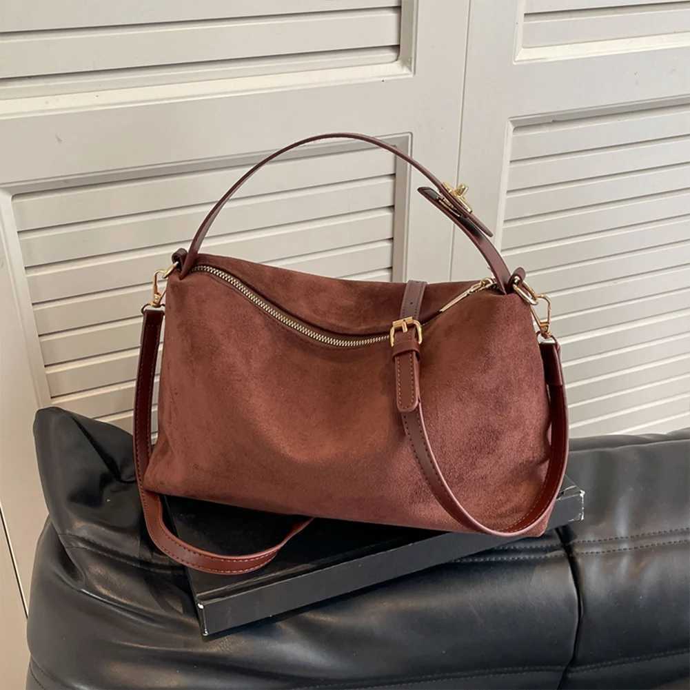 Women Suede Crossbody Bag With Inner Pocket Shoulder Bag Adjustable Strap Satchel Purse Clutch Purse for Work Travel Y250528