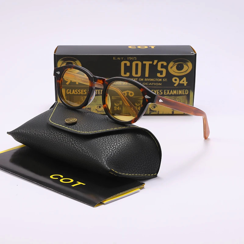 Lemtosh sunglasses for men Johnny Depp polarized sunglasses for women retro acetate yellow driving night vision goggles 241106