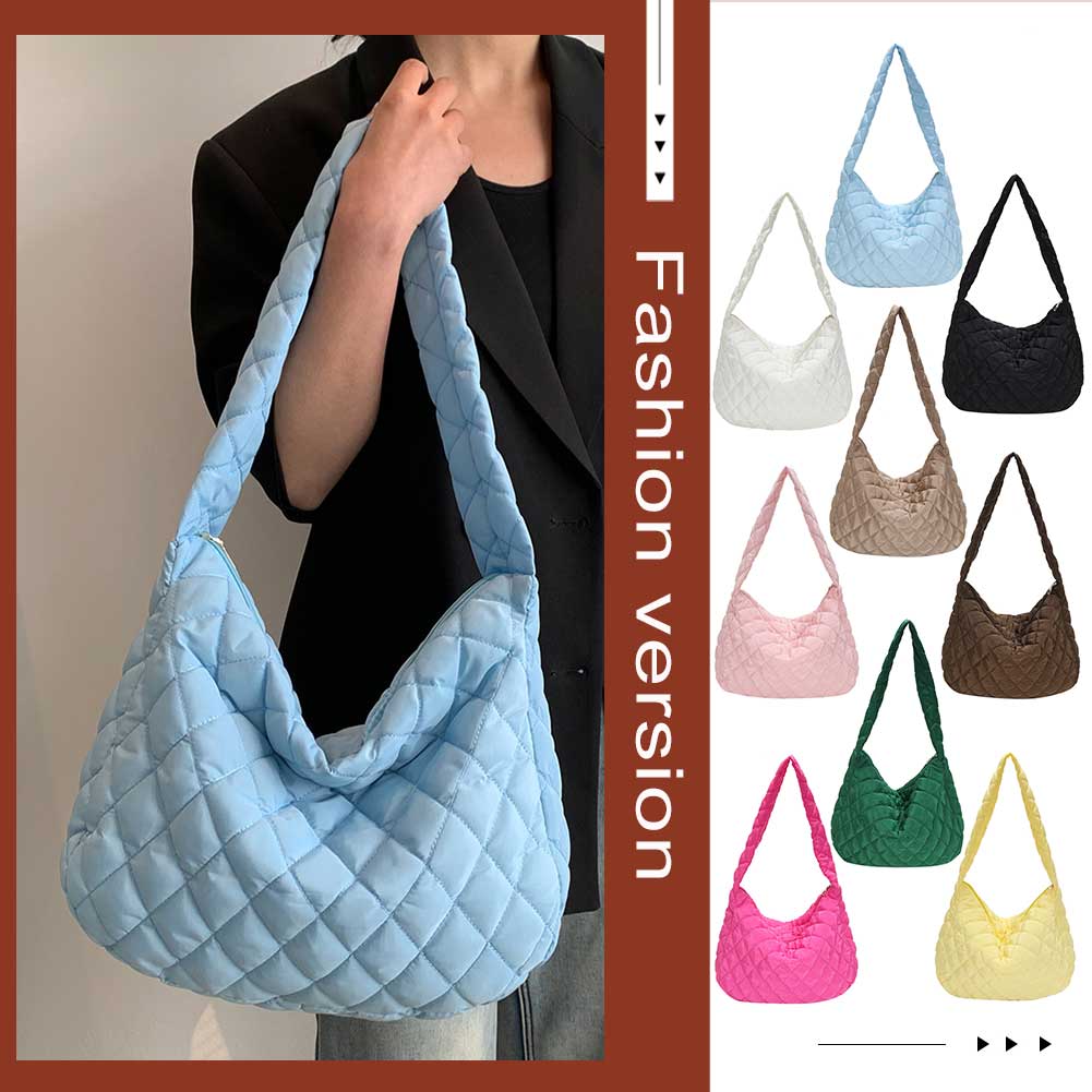 Fashion Ladies Hobo Bag Soft Quilted Messenger Bag Lightweight Girl High-quality Large Bag Solid Color for Women Vacation Travel