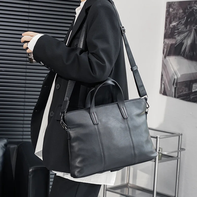 Business Luxury Men's Briefcases Shoulder Bag Crazy Horse Leather Handbag Tote Bag Messenger Bag Laptop Bags Man Bolso Hombre