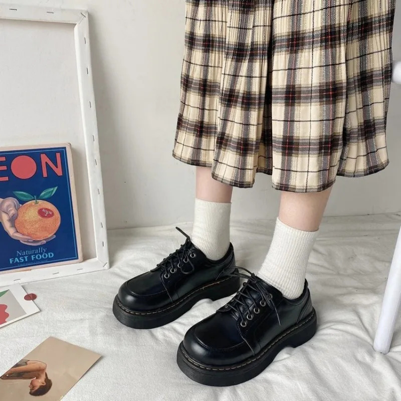 Japanese school uniform shoes Jk student shoes girl Kawaii Lolita soft girl round toe Lolita platform Mary Jane shoes 241106