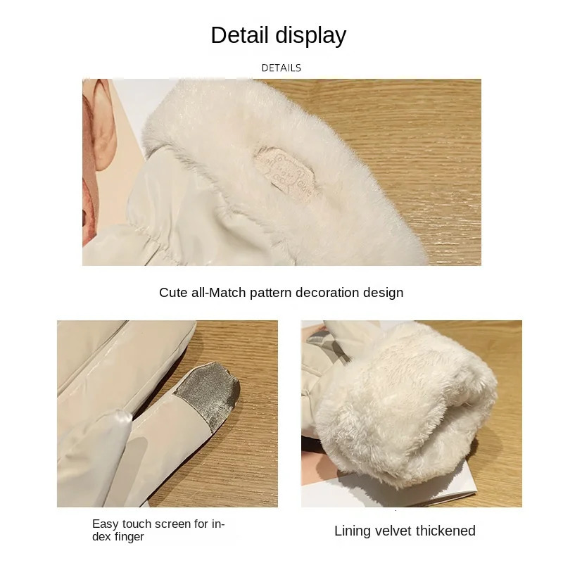 Ski gloves womens winter velvet thick warm bicycle mountain windproof waterproof motorcycle gloves 241107