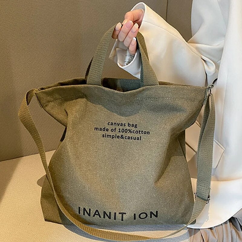 Canvas MEN'S AND WOMEN'S Simple Art Crossbody Bag Wear-resistant Canvas Handbag Large Capacity Student Bag Shoulder Bag