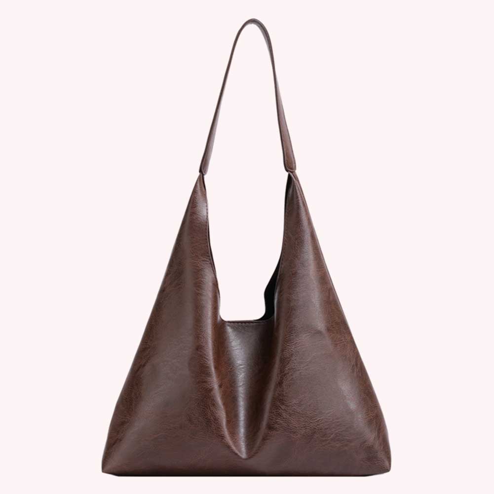 PU Soft Leather Tote Bag Solid Color Women Vegan Leather Slouch Bag Lightweight Underarm Bag Hasp Closure Casual Style Daily Bag