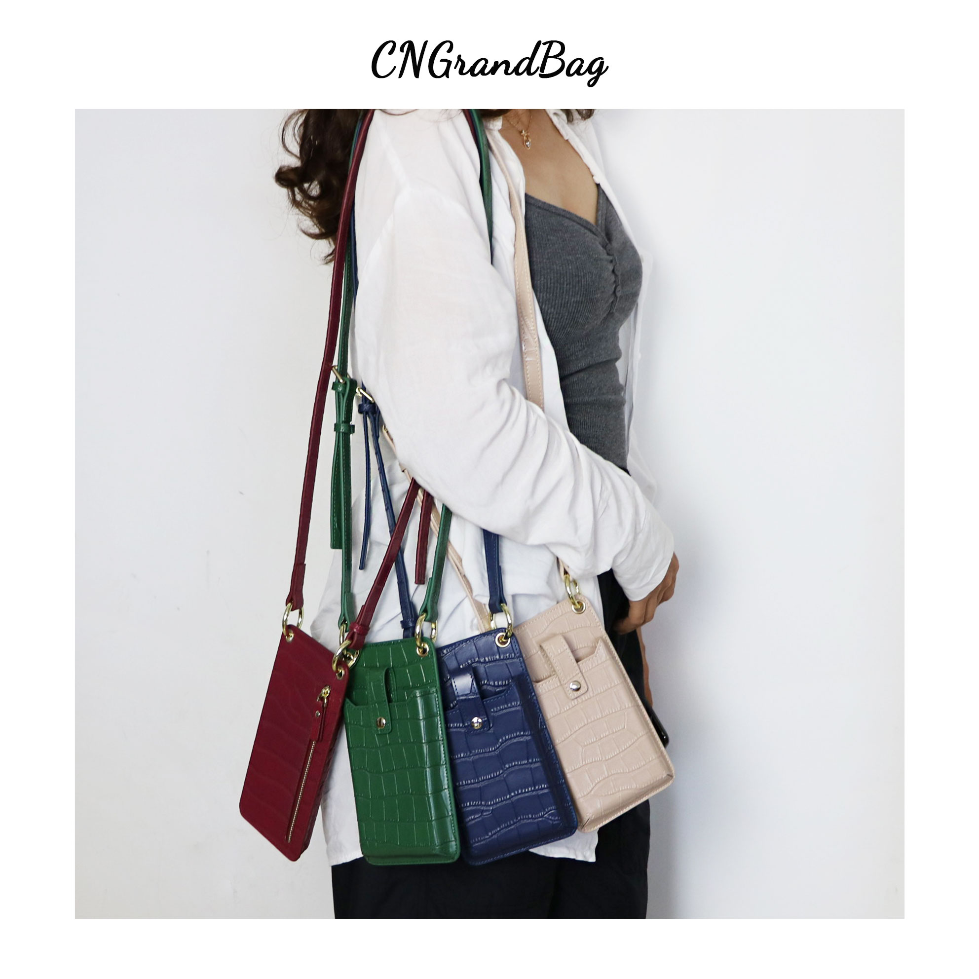 Fashion Crocodile Pattern Leather Mini Shoulder Bag Women Mobile Phone Bag For Iphone 11 Pro Max Phone Wallet Cross Body Bag