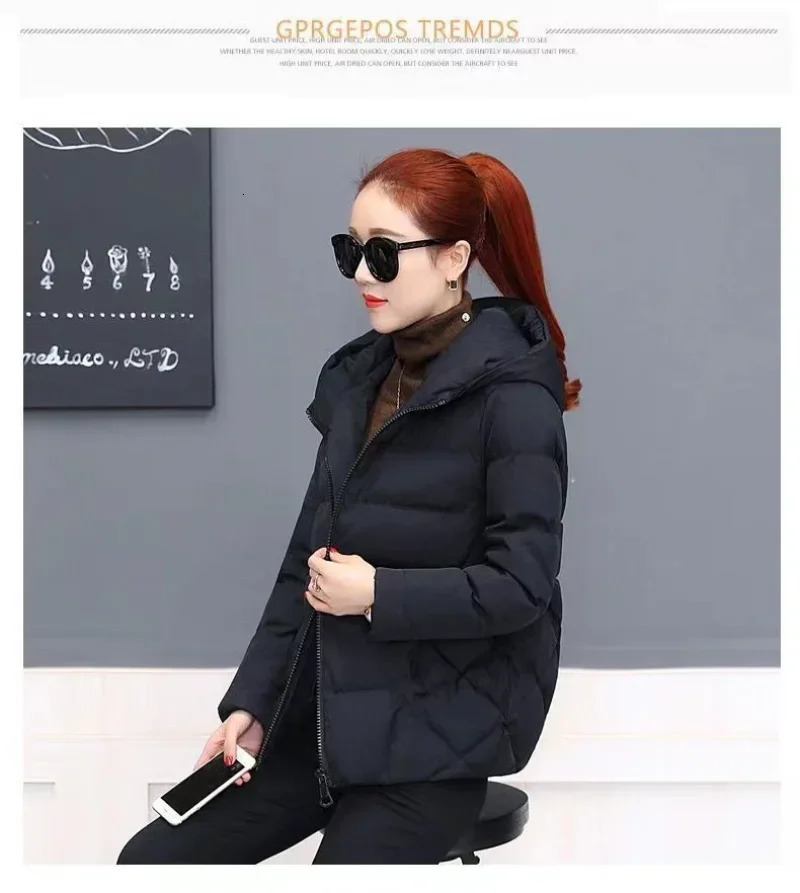 womens Parka down cotton lined autumn ultra-thin short hooded warm thick jacket womens jacket 241107