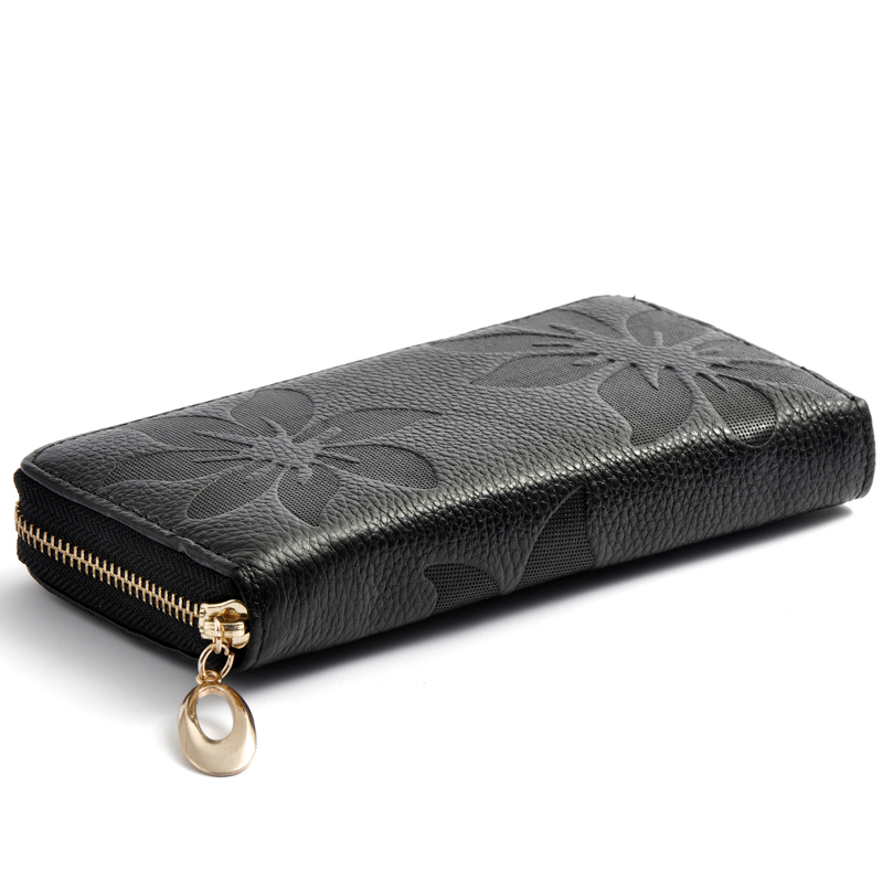 Genuine Leather Women's Long Wallet Women's Fashionable Zipper Wallet, Women's Money Bag Credit Card Large Mobile Wallet