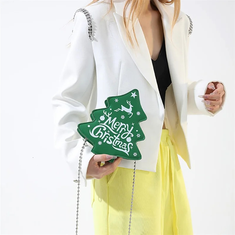 Womens cross body bag Christmas tree shaped chain shoulder bag casual mobile phone bag 241106