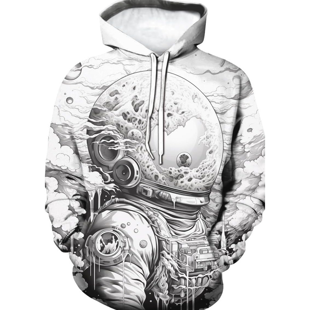 Hoodie for Mens Womens Astronaut Space Suit Pattern Hoodies For Men Planet Hooded Pullover With Pockets Graphic Cool astronaut pattern