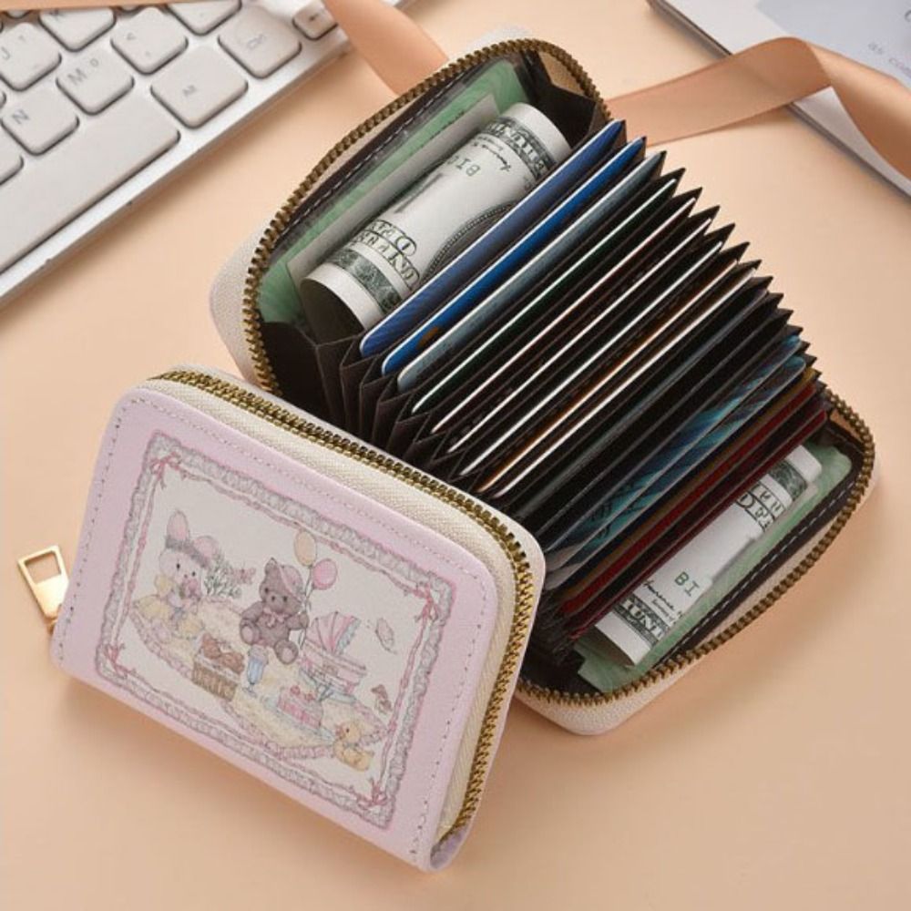 Leather Card Holder Fashion Anti Demagnetization Cartoon Card Bag Multi Slot Rabbit Small Wallet Girl