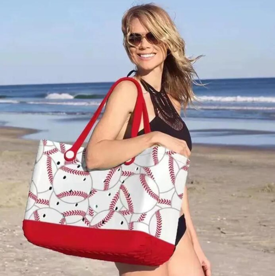 US Stock Women Designer Eva Bags Summer Hole Tote Bag Large Shopping Fashion Plastic Basket Lady Storage Washable Beach Silicone Eco 1107 4