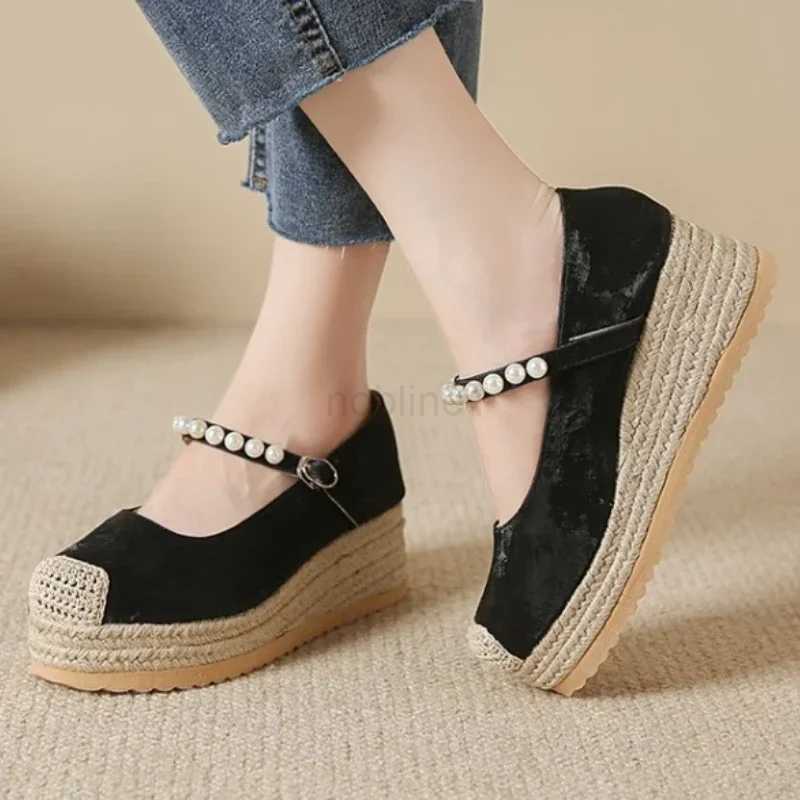 Casual shoes High H Wen Marie Janes Shoes New Weave Wedges Platform Dress Party Shoes 2024 Spring Re Sandals Pumps Fem Zapatillas Z241107