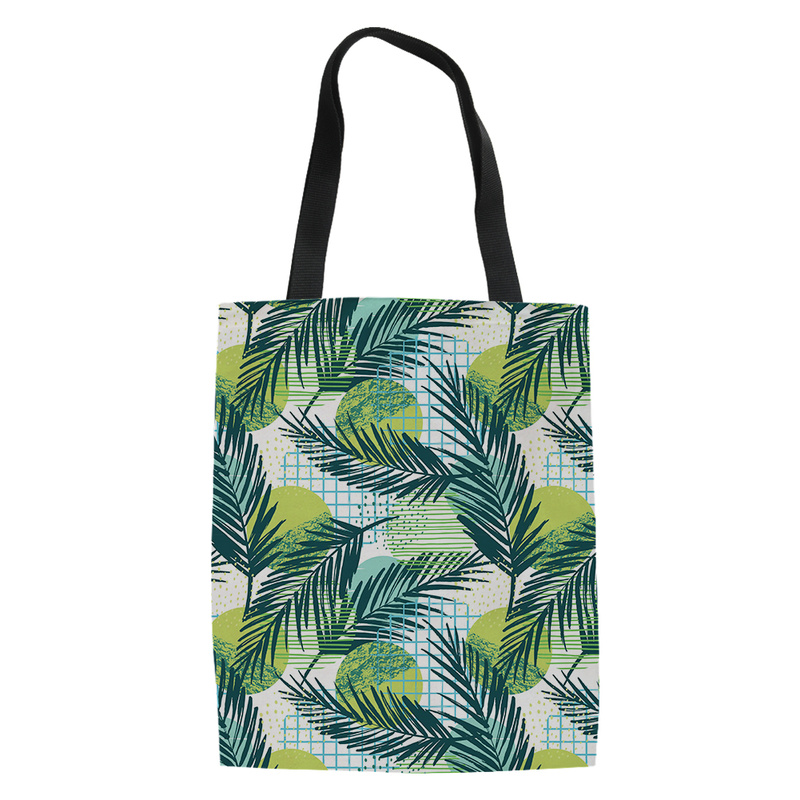 Plant Coconut Palm Printing Tote Bag for Women Fabric Bag Casual Foldable Shopping Bag Outdoor Beach Bag Daily Handbag Handtas