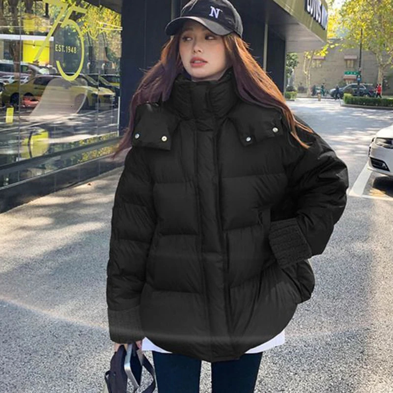 Retro American Brown Hoodie Park Womens Winter Street Dress Stand up Collar Bread Jacket Womens Zipper Up and Down Cotton Coat Womens 241107