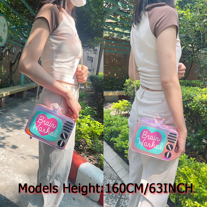 Novelty Laser TV Design Women Handbag and Purse Girl Mini Shoulder Bag Ladies Fun Crossbody Messenger Bag Kawaii Daily Clutch