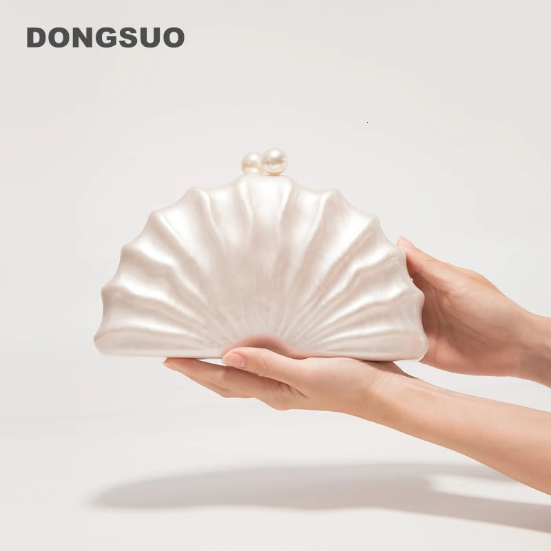 Shell clutch bag acrylic clutch bag womens wedding night party cute ivy pearl color purchase handbag summer 241106