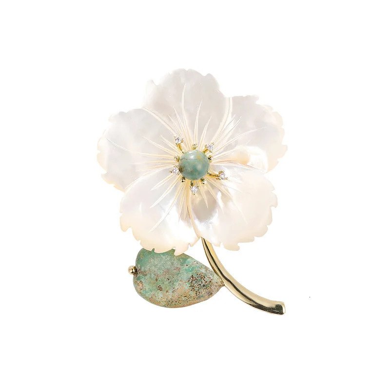 MINWEEN Versatile Natural Pear Shell Flower Brooch Mother Shell Flower Brooch Accessories Wholesale 241107
