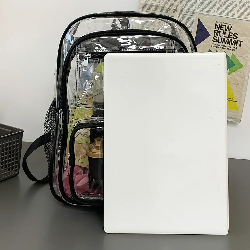 Transparent backpack school backpack heavy-duty laptop backpack large capacity travel backpack student multiple pockets 241106