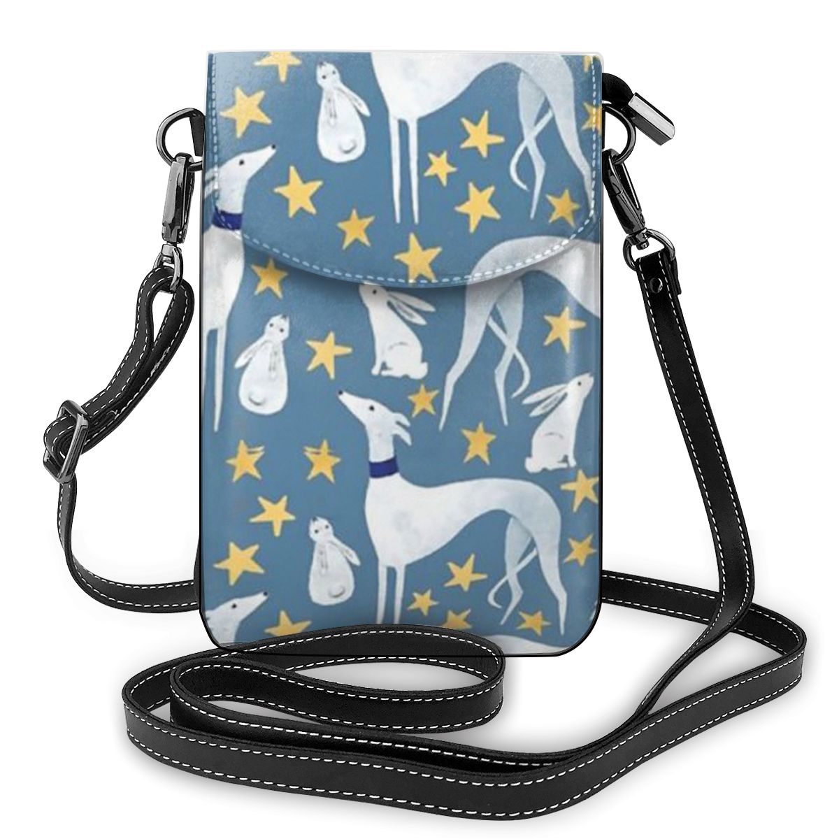 New Women Bag Hare And Stars Print Mini Leather Purses And Handbags Greyhound Dog Phone Bags Messenger Bag Female Shoulder Bags