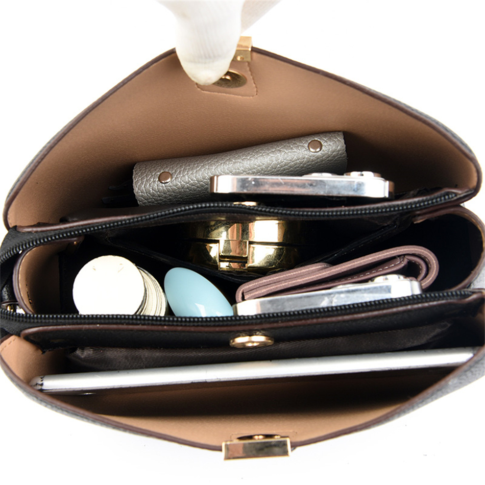 Luxury Designer High Quality Leather Women's Handbag Purses 3 Layers Multifunctional Ladies Shoulder Messenger Bags Sac Femme