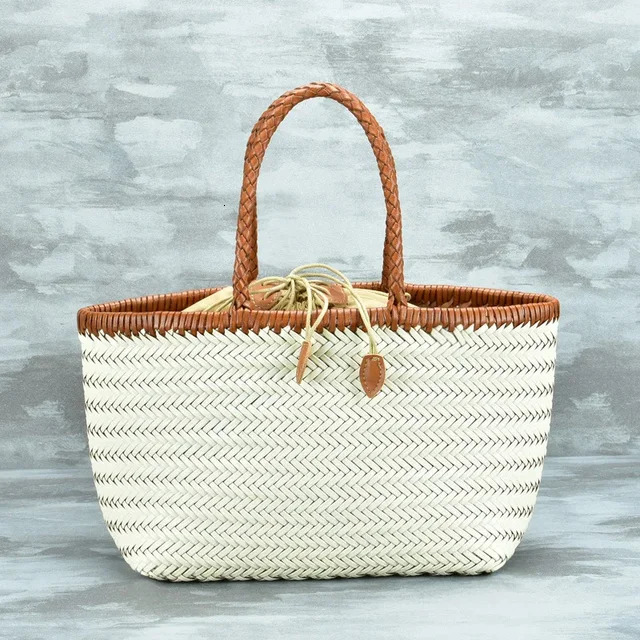 Handbags Women's Genuine Leather Shoulder Weaving Casual Shopping Bag Vintage Big Tote Purse Cowhide Cross Hand Bags Lady Sleek design BagVoyage