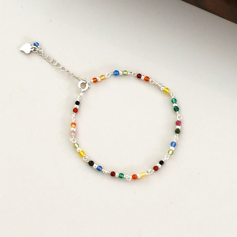 ASHIQI Summer Jewelry Natural Stone Agate 925 sterling silver Anklet womens mixed color 241107