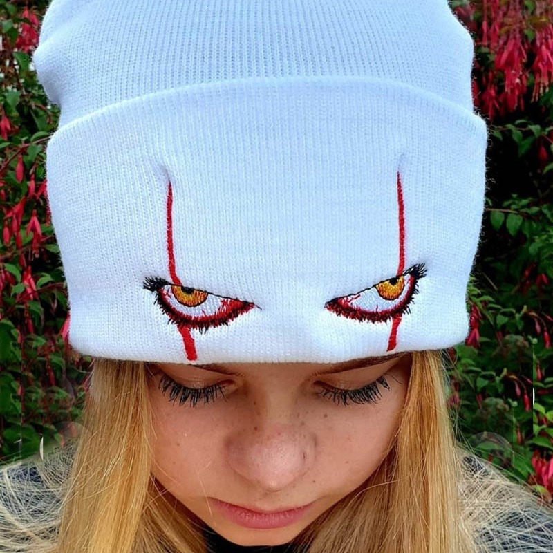 High quality design, men and women Scary Horror Joker Eyes Warm Pullover Hip Hop Knitted Hat