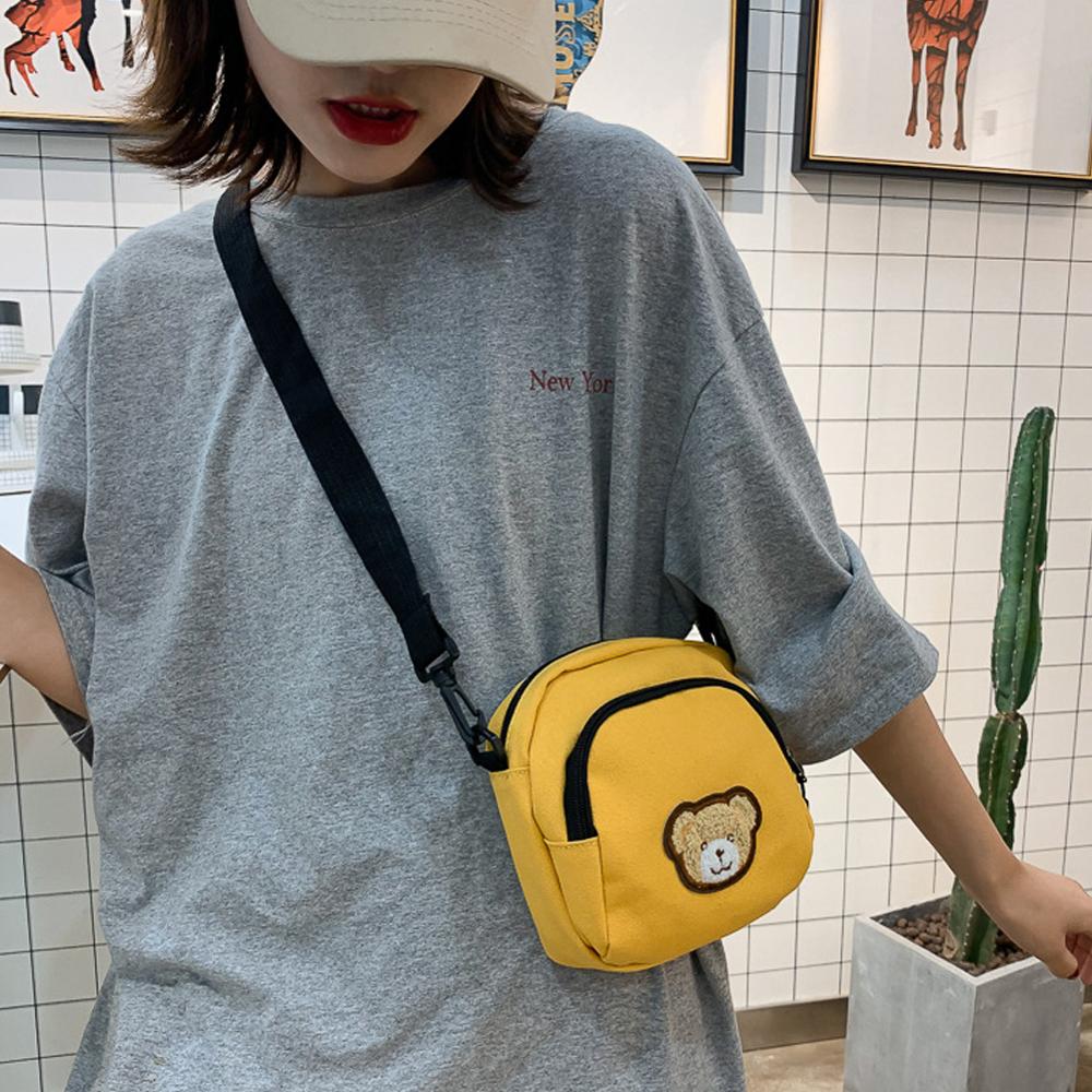 Fashion Women Simple Cute Bear Shoulder Bag Girls Canvas Messenger Bag